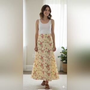 My Michelle Maxey yellow spring skirt Floral size 11 12